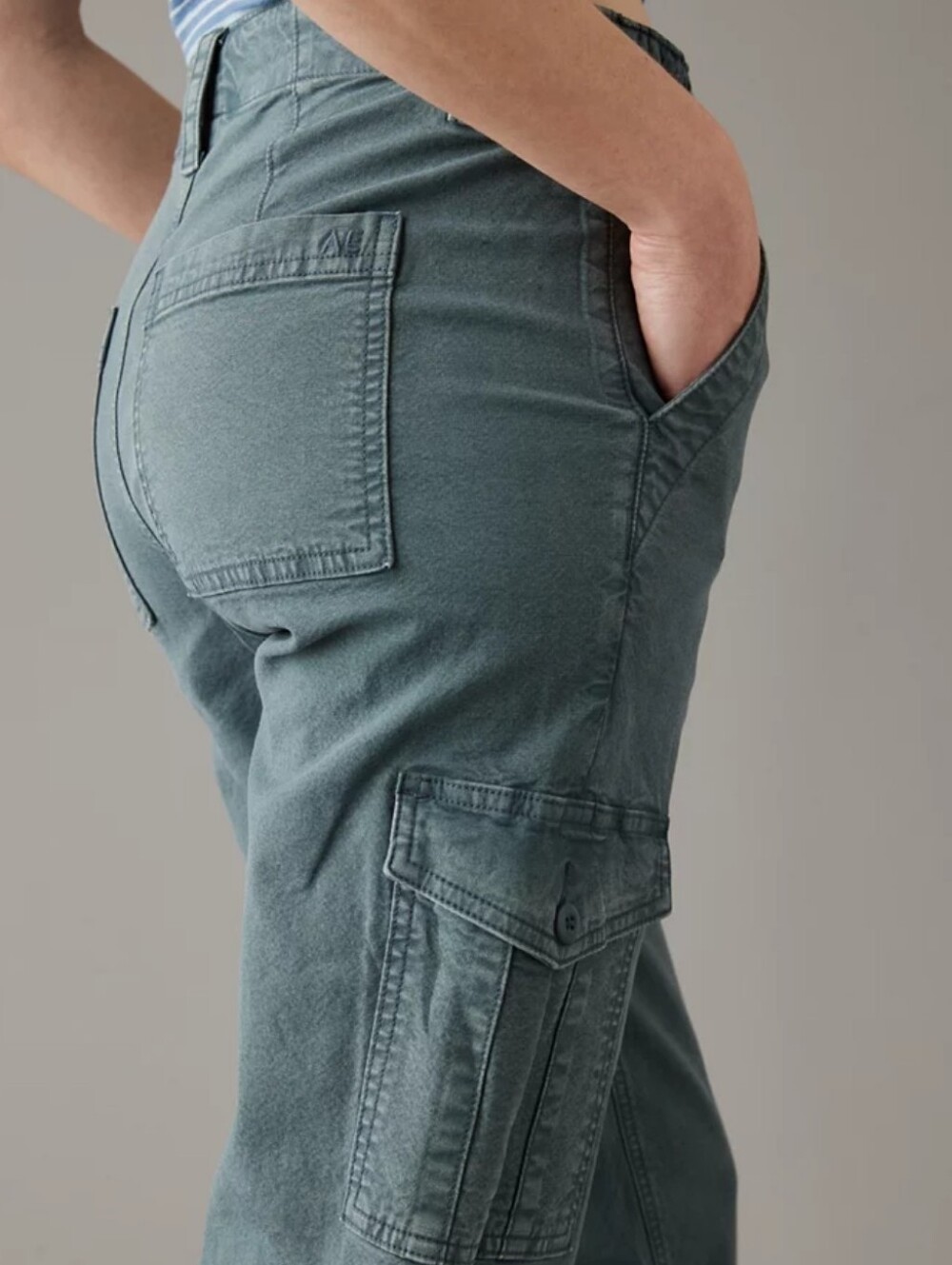 American Eagle Stretch High Waisted Cargo Straight Leg Pants